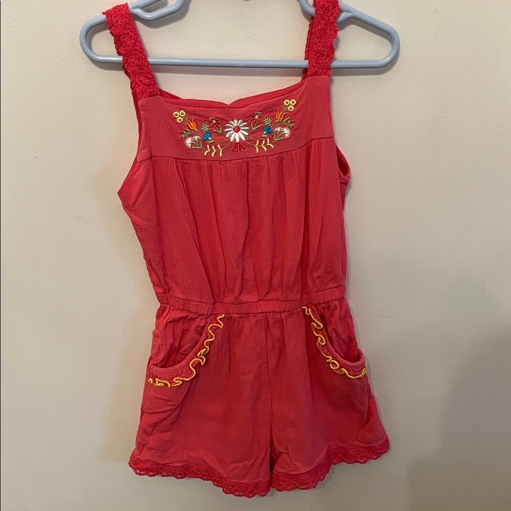 Good Lad Pink Romper with Embroidery